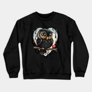 Cute Dark Heart Owl Crewneck Sweatshirt